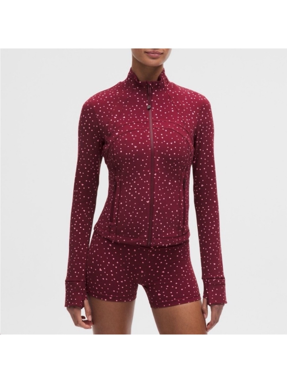 Lululemon Burgundy Bay Set Define Jacket and Shorts